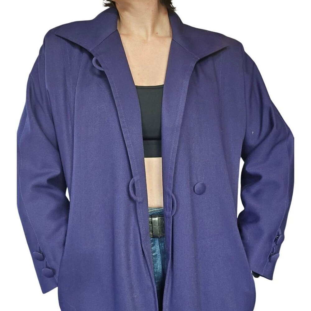Vintage London Fog Plum Purple Winter Trench Coat Women's 8 Petite Minimalist - Picture 3 of 12